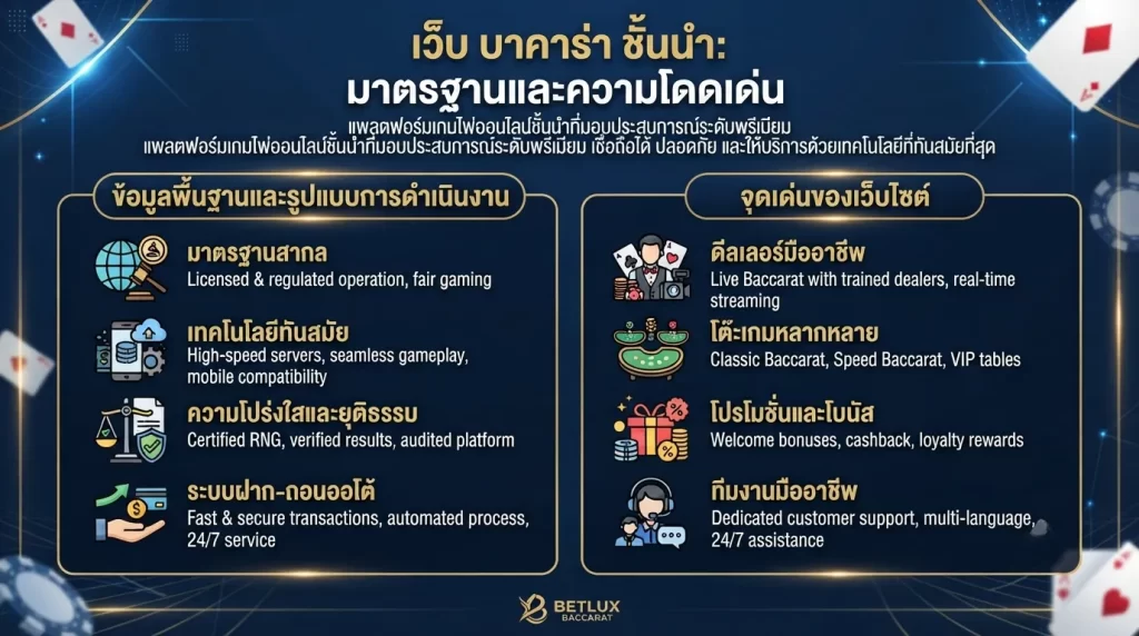 จุดเด่นและมาตรฐานของ เว็บ บา คา ร่า ชั้นนำ